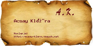 Acsay Klára névjegykártya