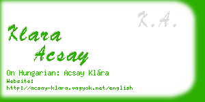 klara acsay business card
